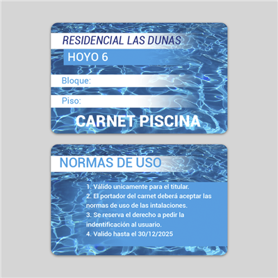 Imprimir Carnet PVC piscina 7